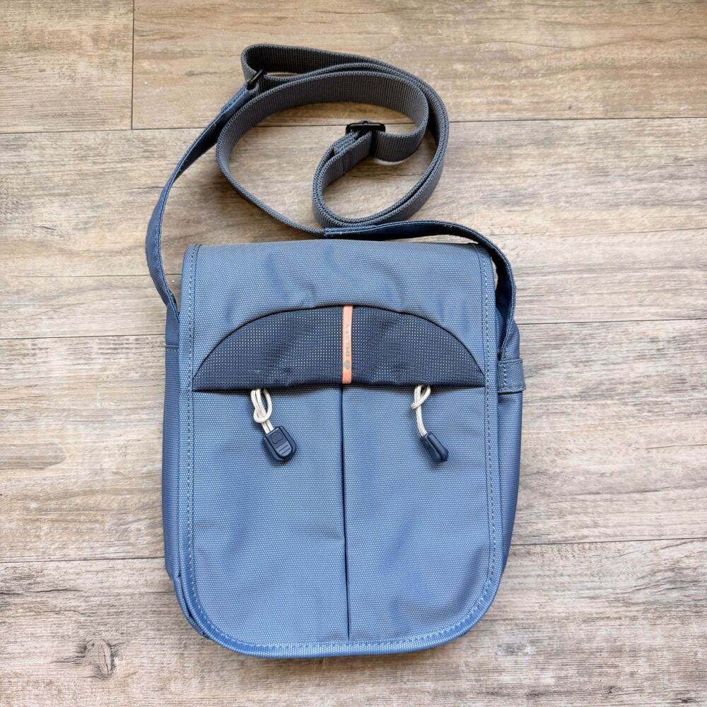 Delsey Crossbody Travel Bag Blue Gray Adjustable Shoulder Organizer
